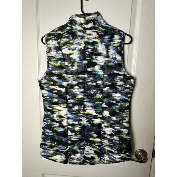 Tangerine Puffer Vest Packable Black Multi Color Watercolor Size Small Women’s - Picture 7 of 8